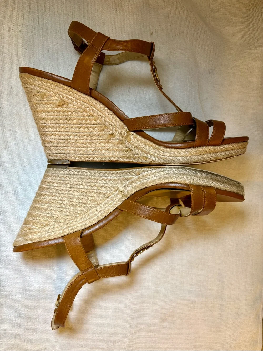 Michael Kors Cicely Espadrille Wedge Leather Sandals Resort-wear Size 9M